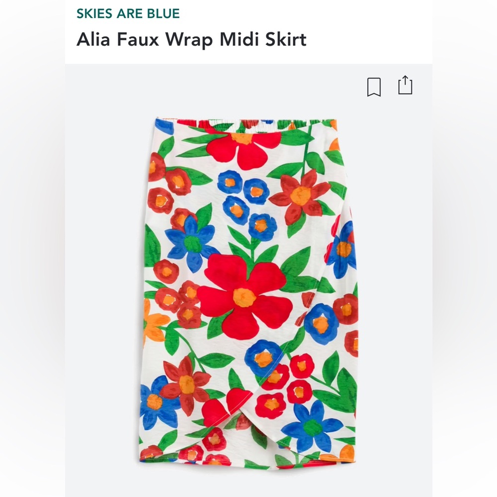 Skies Are Blue Multicolor Floral Faux Wrap Midi Skirt